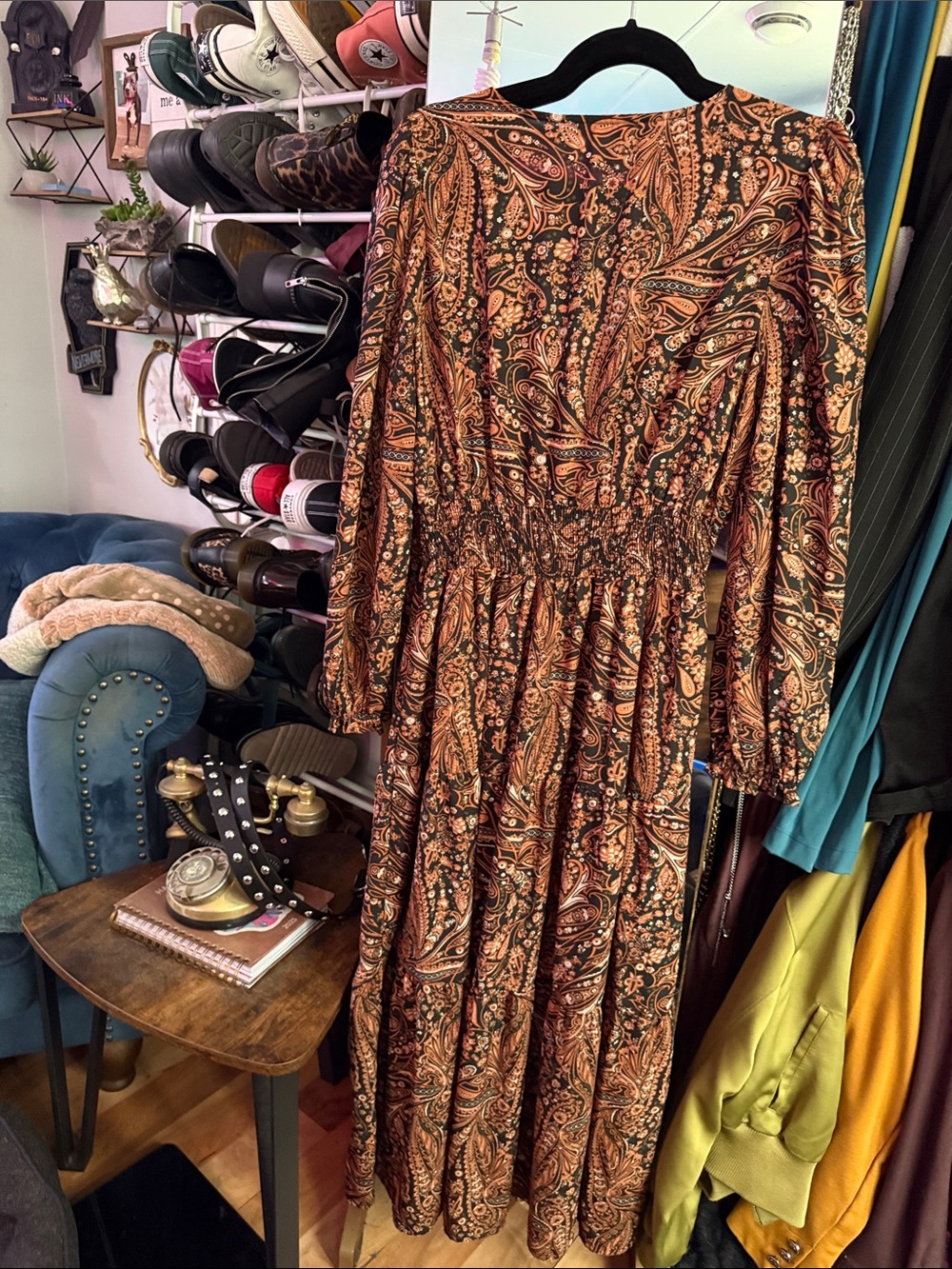 Dex Brown Paisley V-Neck Maxi Dress - Picture 6 of 7